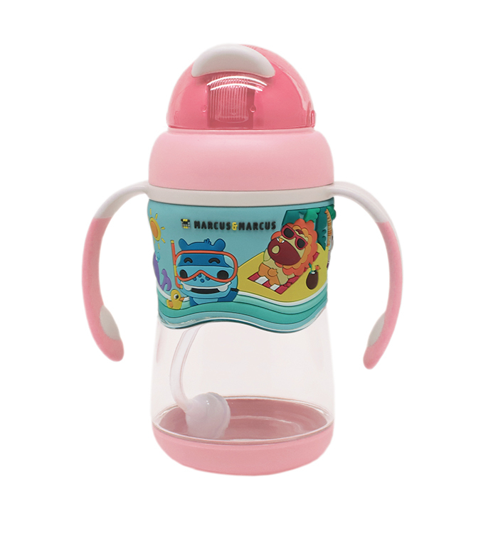 MARCUS&amp;MARCUS 2 etapų tritano gertuvė su šiaudeliu PINK